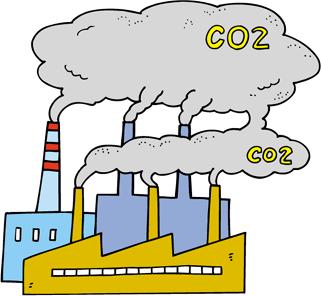工場の煙と二酸化炭素